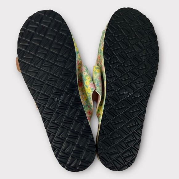 MANEBI X LoveShackFancy Nordic Floral Leather Espadrille Slide Sandals 41/US 11 - Picture 10 of 10